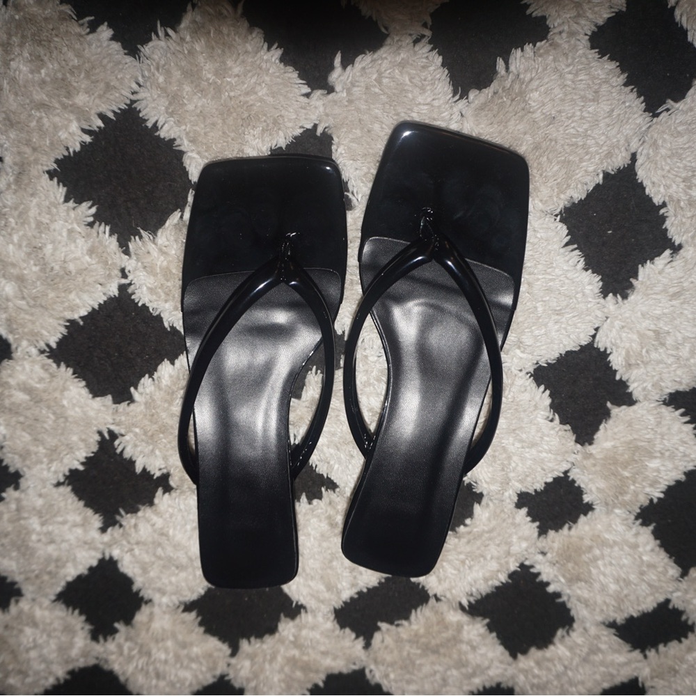Black Square Kitten Heels